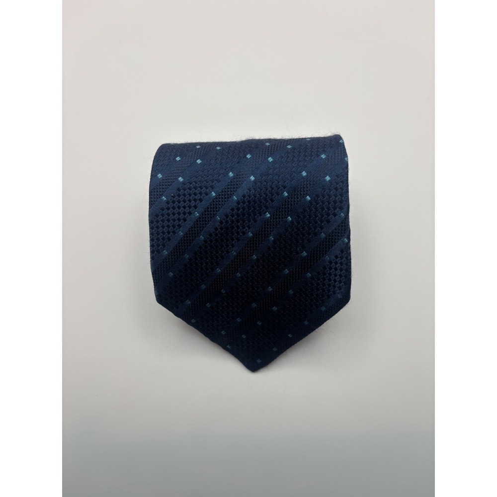 Mondo di Marco Silk Tie Navy Blue Light Blue Geometric Square Pattern Italy